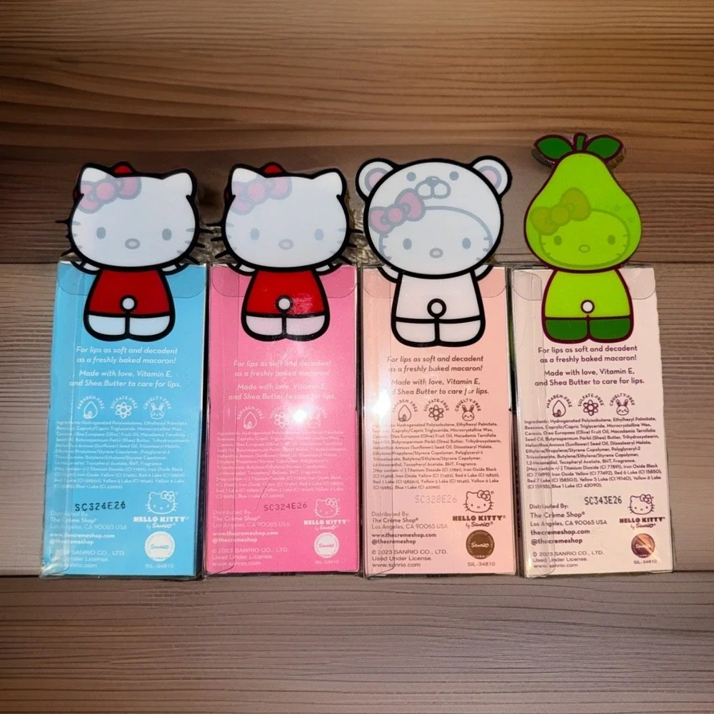 The Crème Shop x Hello Kitty Macaron Lip Balm Set 0.26 oz Set Of 4 Limited Ed.